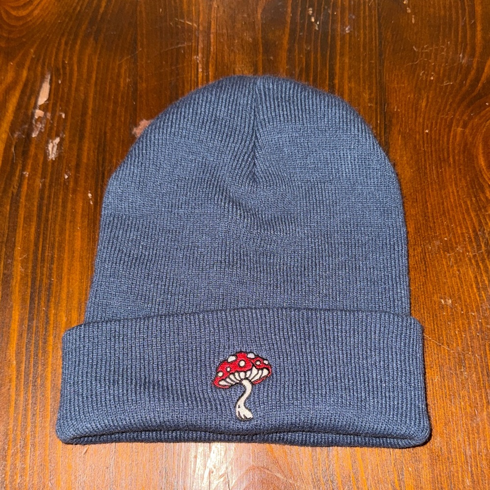 Port and Company Beanie with Mushroom Embroidery - Slate Blue streetwear